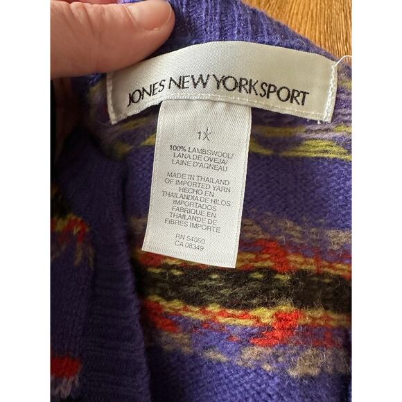 Jones New York Sport 100% Lambswool Cardigan Sweater Size XLarge - Picture 2 of 6